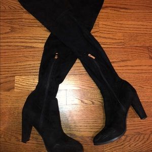 Over the knee black boots with lace ties!